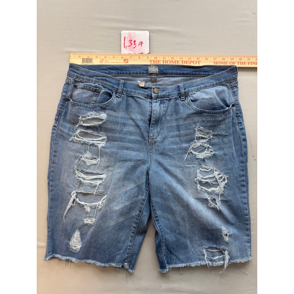 New York & Company Soho Jeans Bermuda Shorts Distressed Denim Blue Size 18
